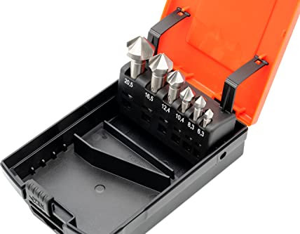 BAER Kegelsenkersatz HSSG 90°, Kegelsenker-Set 6,3-20,5 mm 6tlg. Senkersatz - Senkbohrer - Entgrater - Fräser - Ansenker-Set - Senkkopfbohrer