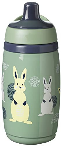 Tommee Tippee Superstar Insulated Sportee Water Bottle, 266ml, for 12m+, Green, Non-Spill Water Bottle for Toddlers with Bite-Proof Spout, Leak Proof and BPA Free