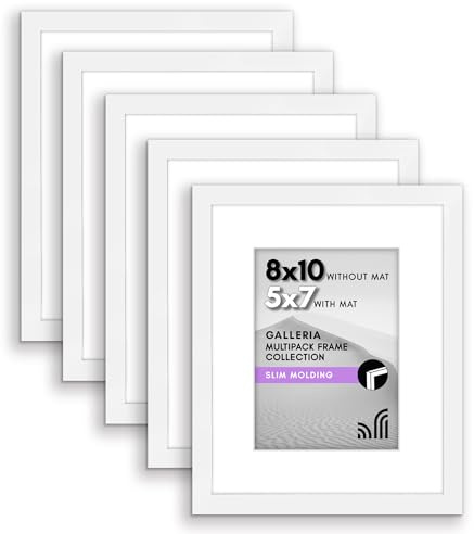 Americanflat Set di 5 cornici portafoto da 20 x 25 cm, da utilizzare come cornice per foto da 17,8 x 12,7 cm, con passepartout o cornice senza passepartout, formati orizzontali e verticali, per parete