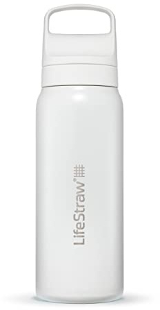 LifeStraw Go Serie - Isolierte Edelstahl-Trinkflasche mit Wasserfilter 700ml für die Reise & jeden Tag - entfernt Bakterien, Parasiten, Mikroplastik + verbesserter Geschmack, Polar White (weiss)