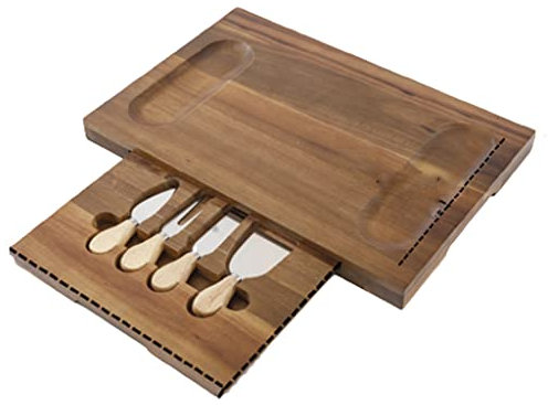 TRoki Juego de Cuchillos y Tabla de quesos de Madera para exhibiciones Elegantes de Embutidos
