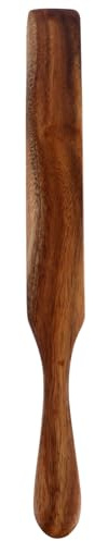 Alipis Wooden Spatula 28cm Natural Wood Turner Long Handle Stirring Paddle Spoon Scraper Kitchen Utensil Cookware for Flipping Scraping Sauteing Turning Gift