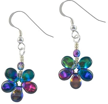 Small Funky Flower Earrings (Multicoloured, sterling-silver)