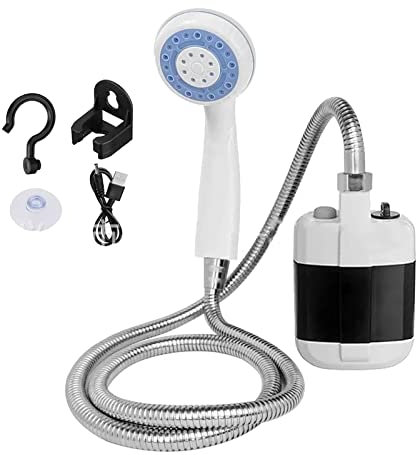 TOWEBOORY Tragbare Duschen, Campingdusche mit Pumpe Tragbare Campingdusche Tragbare Außendusche ABS Elektrisch Batteriebetrieben Camping-Duschpumpe für den Außenbereich