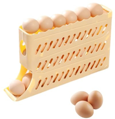 Egg Dispenser Fridge Rolling - Space Saving Egg Dispensers - Side Door Egg Storage Box - Automatically Rolling Egg Storage Container For Refrigerator, 4 Layer Large Capacity Organizer For Fridge