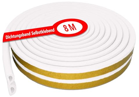 Guarnizione Finestra, 8M Paraspifferi Finestre, Antispifferi Finestra, Parafreddo per Finestre, Per l'isolamento Acustico, la Protezione Dalla Polvere, la Protezione Dagli urti, Bianco, sigillante