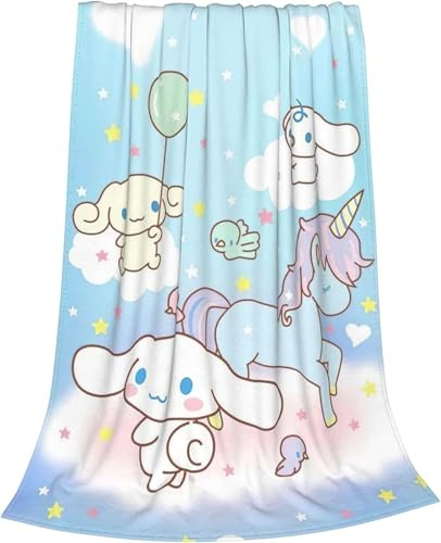 Ciinnamon Blanket Throw, Flannel Blanket for Kids Cartoon Throw Bed Linen Blanket Fluffy Cozy Nap Blanket Soft and Warm Coral Plush Blankets Lightweight Blanket Sofa Blanket for Kids (100x150CM)