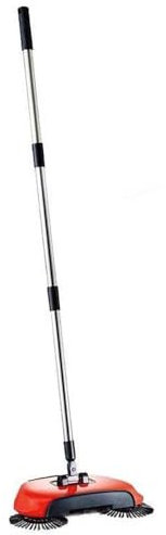 Easylife Manual Floor Sweeper with Twin Rotating Spin Brushes and Microfibre Cloth - Cordless Hard Floor Cleaner for Laminate, Tiles, Wooden Floors - Compact Hand Push Sweeper - Red, L110xW30xD20cm