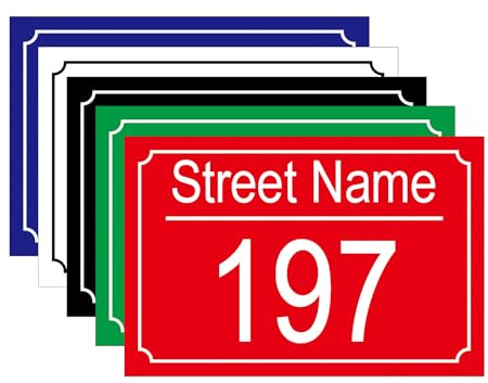 CQSXM Hausnummer mit Straßennamen und Nummer Hausnummernschild aus Aluminiumlegierung - Anpassbare Nummer und Straßenname Wetterfest (30x20 cm)