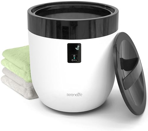 SereneLife Scaldasalviette con profumi Personalizzati per Spa e Bagno, Timer 20/40/60/90 Minuti, Si Adatta a 1 Grande Asciugamano, Coperta, Accappatoio, Pigiama (Nero), Acciaio Inossidabile,