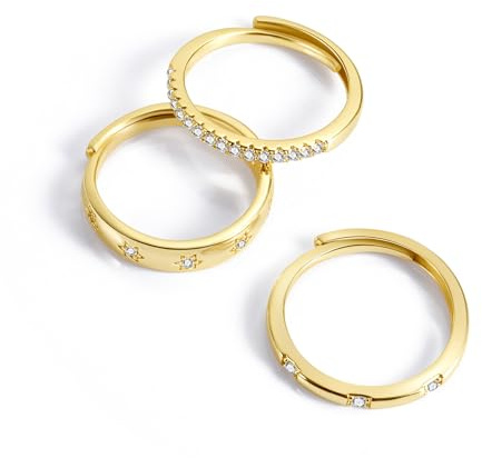 ALEXCRAFT Anneaux réglables en or 925 pour femmes avec zircone cubique Anneaux en argent pour femmes Anneaux réglables pour femmes Anneaux minces de petit doigt doré pour tous les orteils