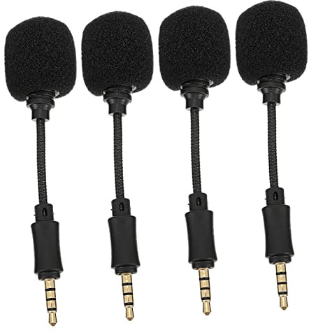 SHOWERORO Micrófono Portátil De Reducción De Ruido para Ordenador y Móvil, 4 Piezas, Mini Omnidireccional para Streaming y Canto En Casa, Color Negro, Conexión Directa De 4 Polos