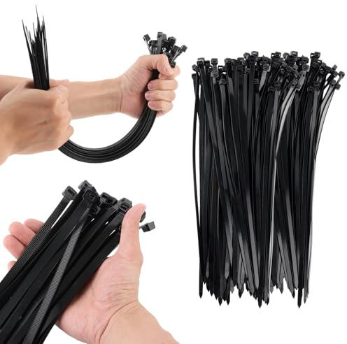 YAYODS 150 Stück Groß Kabelbinder Schwarz - 450 x 8,8MM Breit Kabelbinder Zugfestigkeit 80KG - Hitzebeständige UV Beständig Lang Set Schwerlast Cable Ties für Kabelmanagement