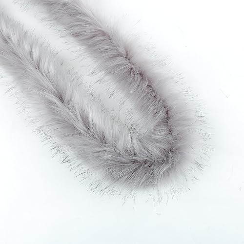 1 Stück Kunstfell Bordüre,Kunstpelz Kunstfell Band Pelzige Streifen Furry Faux Precut Strips Kunstpelzband Dekoband Plüsch Trim für Kranz Kleidung Schleifen Basteln Nähen,Hellgrau,8-10 cm x 1 m