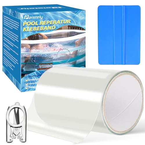 Paistely Pool Flicken Klebeband Unterwasser, Transparentes Wasserdichtes Klebeband, Poolflicken Selbstklebend Unterwasser Zur Reparatur Verschiedener Schwimmbadoberflächen (Klebeband)