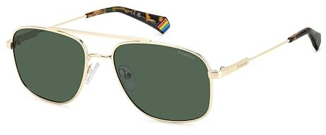 Polaroid® Gold & Green Classic Pilot Pilotenbrille Herren Leichte Sonnenbrille Polarisierte Gläser, golden