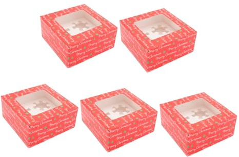 DECHOUS 10sets Single Cake Slice Boxes Cupcake Containers Window Cupcake Carrier for Party Bakery Supplies