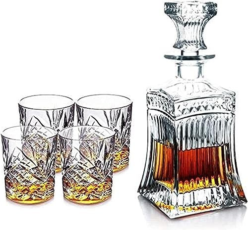 DEFBOW Decanter Whiskey Decanter Wine Decanter Whiskey Decanters, Set of 4 Glasses and Gift Claret Jug Sets