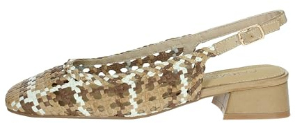Carmela Ballerina Läder Flätad Kombination Låg klack Dam Beige för: Kvinnor, Beige, 36 EU