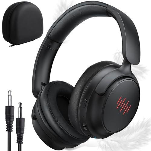 ANC Wireless Headphones with Case, Active Noise Canceling Over Ear Bluetooth Headset with Mic, Deep Bass Lightweight Cordless Headphone for iPhone 17 Air 16 Pro Max S26 S25 Travel Home Office TV