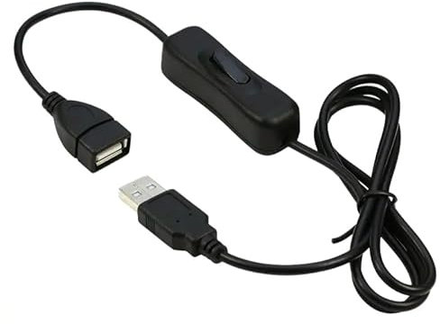 PremiumCord Cavo di Prolunga USB con Interruttore 1m, Cavo di Ricarica, USB Tipo a da Femmina A Maschio, Colore Nero, Lunghezza 1m