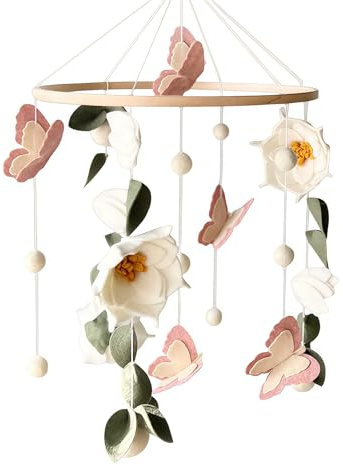 ZenithAura Baby Mobile Blume Schmetterling, Mobile Babybett, Wickeltisch Mobile Babyzimmer Deko, Geschenk Junge Mädchen,Mobile für Bett,Waldtiere Mobile