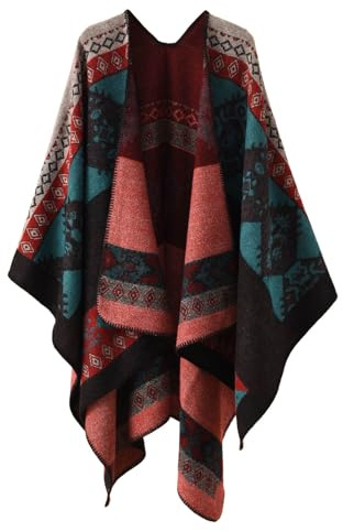 Sciarpa Donna Elegante, Poncho Pile Donna Invernale Classico Multicolore Poncho Lavorato Capes Scialli Oversize Leggeri Reversibili Invernali Stole Calde Elegante Scialle Cappotto Otoño E Invierno