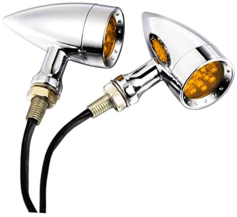 HANABASS Luz Indicadora de Señalización para Motocicleta Retro de Aluminio Intermitentes LED de Doble Color Luz de Posición Electrochapado Amarillo para Reemplazo de Motos