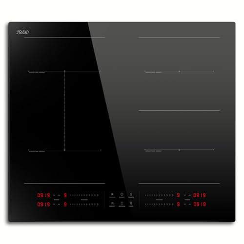 Hobsir Induction Hob, Built-in Electric Hob 4 Burners 60cm | Flex Zone, Boost, Slider Touch, Timer, Child-Safety Lock, Pause Function, 7200W, 220-240V