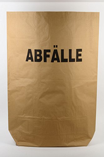 120l Papiermüllsäcke, braun, 2-lagig, 700x950+220mm Druck Abfälle, 25 Stück
