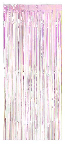 TRIXES Irisierender Fransenfolien-Vorhang - ideale Hintergrund Party Dekoration - für Feste Feiern Partys Hochzeiten Einhorn Meerjungfrau u.ä. Themenpartys - 2 Meter | Glitzernder holografischer Hochzeitshintergrund, Einhorn, Meerjungfrau, Fotohintergrund, 1,9 x 0,9 m