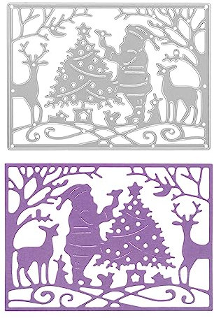 Stanzenshop Stanzschablone: Weihnachtsmann, Tiere und Baum im Rahmen - Unvergessliches Bastelerlebnis für die ganze Familie, Ideal zum Gestalten von Weihnachtskarten und Festtagsdekorationen.