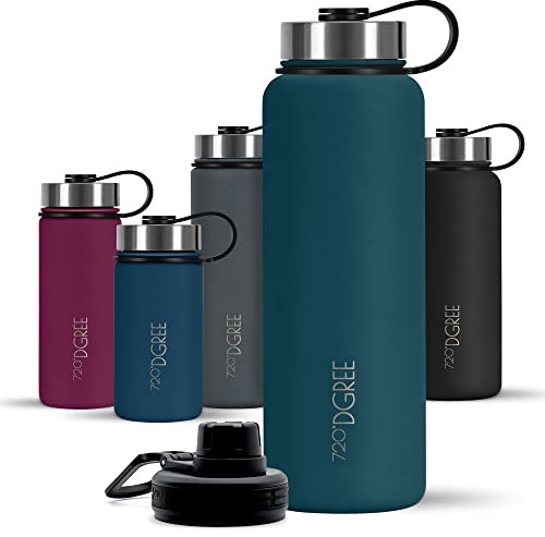 720°DGREE Edelstahl Trinkflasche Kinder 530ml “noLimit” - Auslaufsicher, für Kohlensäure, BPA-Frei - Thermosflasche, Isolierflasche mit Schraubverschluss für Schule, Sport, Fahrrad +Gratis Sportdeckel