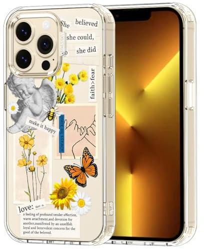 MOSNOVO für iPhone 13 Pro Hülle – Durchsichtige, schlanke, stoßfeste TPU+PC-Handyhülle, [6,6 Fuß Fallschutz/Anti-Abziehen] - Vintage-Collage-Kunst