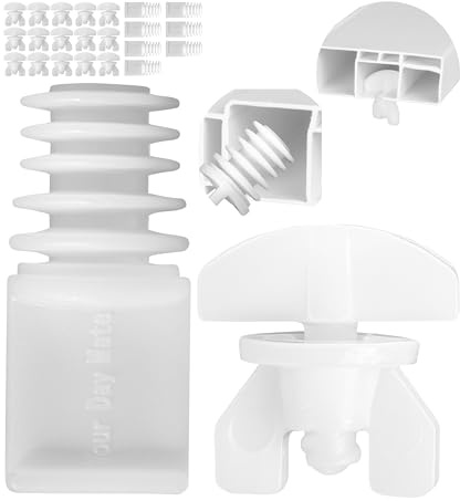 Gardinen Feststeller Set, 24 Stück, in Weiß, aus Kunststoff, 2 Varianten, Gardine Stopper für Schienensysteme mit Innenläufen, Zwischenfeststeller Vorhangschiene, Endstopfen Schiene, Endfeststeller