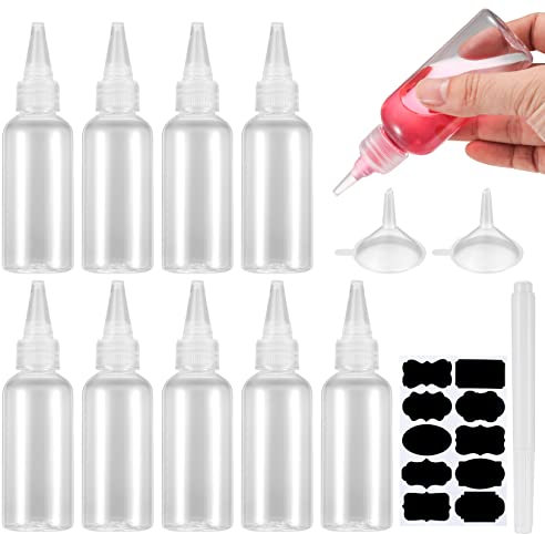 Gaomoeny 10 Stück Quetschflaschen Kunststoff(5 Stk 100 ml, 5 Stk 60 ml), Klein Squeeze Flaschen, Dressingshaker Spritzflaschen für Speisewürze Kochen Soßen, mit Trichtern, Etiketten, Kugelschreiber