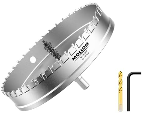 Mollom 7-1/16 (180mm) Hartmetall-Lochsäge Schwerlast mit 2 Zentrierbohrern