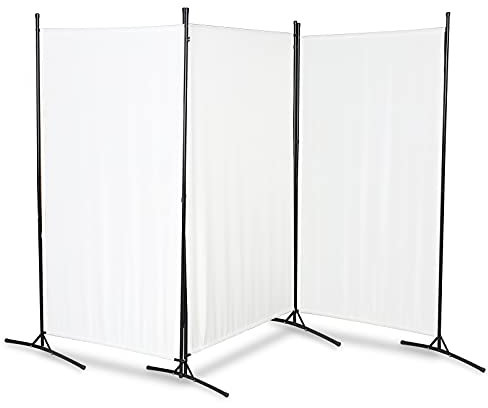 Tubiaz Paravent 260 x 180 cm Raumteiler Groß Garten Stellwand Trennwand Balkon Sichtschutz, 3 Teilig, Paravent für Büros, Balkon - Beige