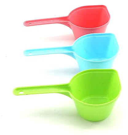 Leadigol 3 cucharas de comida para perros y gatos, cucharas de cocina de plástico, cuchara de hielo, taza medidora de comida para perros con asa para perros y gatos
