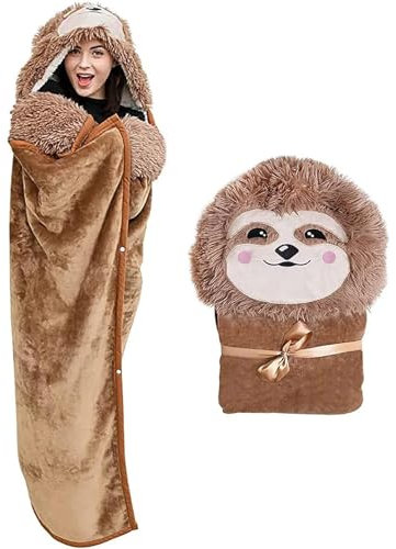WJMSDK Faultier Decke mit Ärmeln - Faultier Geschenk für Frauen, Sherpa Fleece Kuscheldecke mit ärmeln, Tragbare Decke zum Anziehen als Weihnachten Geburtstagsgeschenk für Frauen Damen
