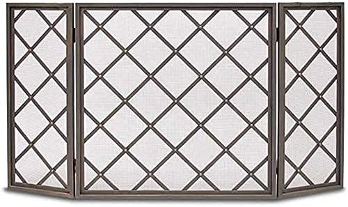 Funkenschutz, extra großes, klassisches Kaminschutzgitter mit Netzabdeckung, 3-teiliger, kindersicherer Kaminzaun, Funkenschutz für Kamin, B 152 cm x H 80 cm The New
