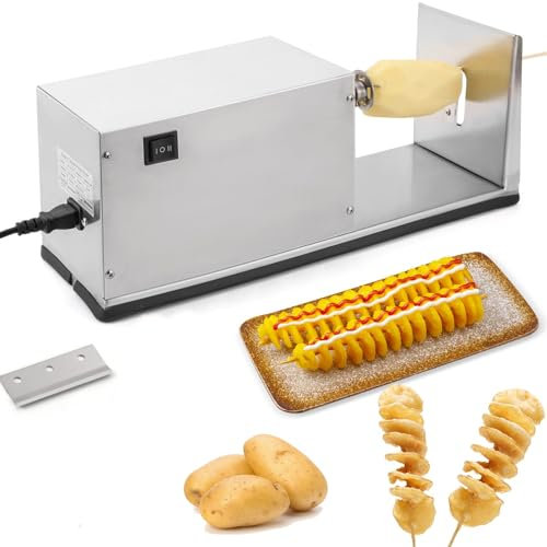 CYTBEK Cortador eléctrico en Espiral de Patatas, Cortador de Patatas, Cortador de Patatas Tornado, máquina de Patatas Tornado, Cortador de Patatas Fritas en Espiral, cortadora de Verduras