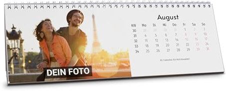 PhotoFancy® - Personalisierter Tischkalender 2027 mit eigenen Fotos - Fotokalender 'Panorama' im Querformat mit eigenen Bildern selbst gestalten