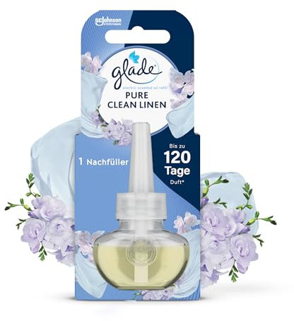 Glade electric scented oil Nachfüller, elektrischer Raumduft Duftstecker mit Duftöl, Pure Clean Linen, 1er Pack (1 x 20 ml)