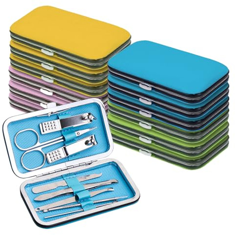 Manicure Set Bulk, Nail Clippers Kit Stainless Steel Fingernail Clippers Set, Sturdy Nail Tip Cutter Trimmers Professional Grooming Toenail Clippers Personal Pedicure Kits Gift (12 Pack 8 in 1)