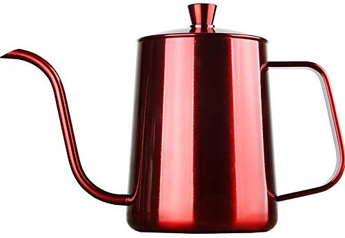 OQHAIR Cafetera de Acero Inoxidable con Goteo para café, Tetera de Boca Fina, para el hogar, Utensilios de café, cafetera de Acero Inoxidable (Color: Rojo, tamaño: 20.3 FL oz) (Rojo 20.3