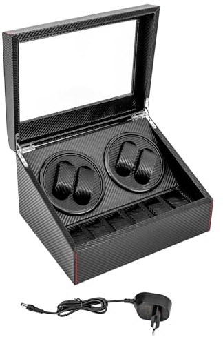 XUEMANSHOP Automatische Uhrenbeweger Box, 4+6 Uhrenbeweger Box, Uhren Aufbewahrungsboxen mit Abnehmbare Kissen, Leiser Motor, Geeignet für Automatikuhren