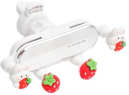 jojofuny Cute Rabbit Design Air Vent Phone Holder Car Mount Clip Cartoon Mobile Stand for Vehicle Use, Compatible Most Smartphones, Decorative Strawberry Bunny