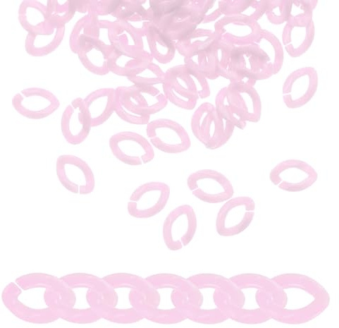 QUARKZMAN 200Stk Acryl Kette Verknüpfung Ringe Verbindung Steckverbindungen Offen Verbindung Ringe Plastik C-Clip Haken für Heimwerken Geldbörse Augenglas Schmuck Herstellung Kette Rosa