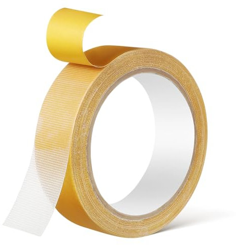 PLAFOPE Heavy Duty Wide Double Sided Tape 30mm x 10m, Cloth Fabric Adhesive Tape Grid Pattern, Strong Adhesive for Curtains, Carpet Fixing and Wall Mounting